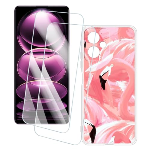 OAGELIM 2�Z�b�g �X�N���[���v���e�N�^�[ + �P�[�X Xiaomi Redmi Note 12R Pro 5G (6.67 �C���`) �Ƃ̌݊������� �A�[�e�B�X�e�B�b�N�J�X�^���v�����g�J�o�[�Ƌ����K���X�t�B���� �X�N���b�`�h�~ (�t���~���S)