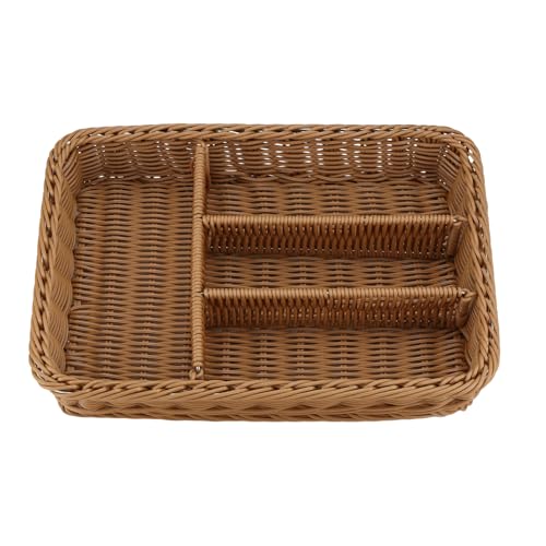 Gosera Cesta para Cubiertos de RatáN Cesta para Cubiertos Cesta de Almacenamiento para Cubiertos Cesta para Palillos CajóN de Escritorio de RatáN