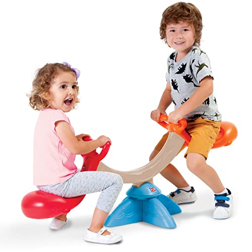Grow'n Up Happy Whale Seesaw Spinner Seesaw 360 Degree Spinning Teeter Totter for Kids - Active Play Fun Backyard Playground Home Outdoor Set Multi Colored