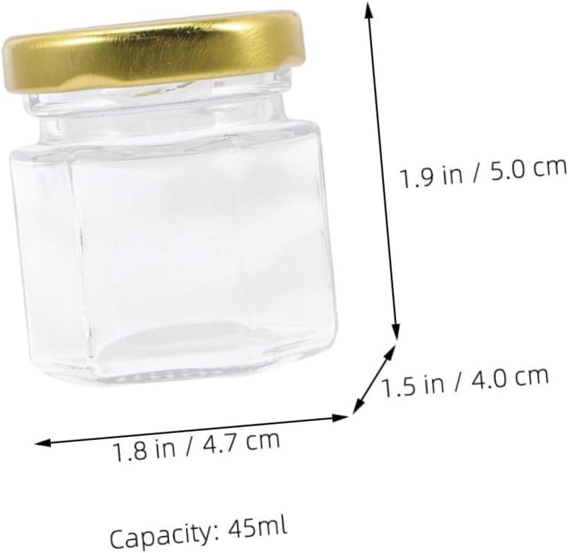 STOBAZA 24Pcs Hexagon Clear Jars Sealed Honey Containers for Jam Syrup and Food Storage Versatile Food Canning Pots with Design for Home and Kitchen Use