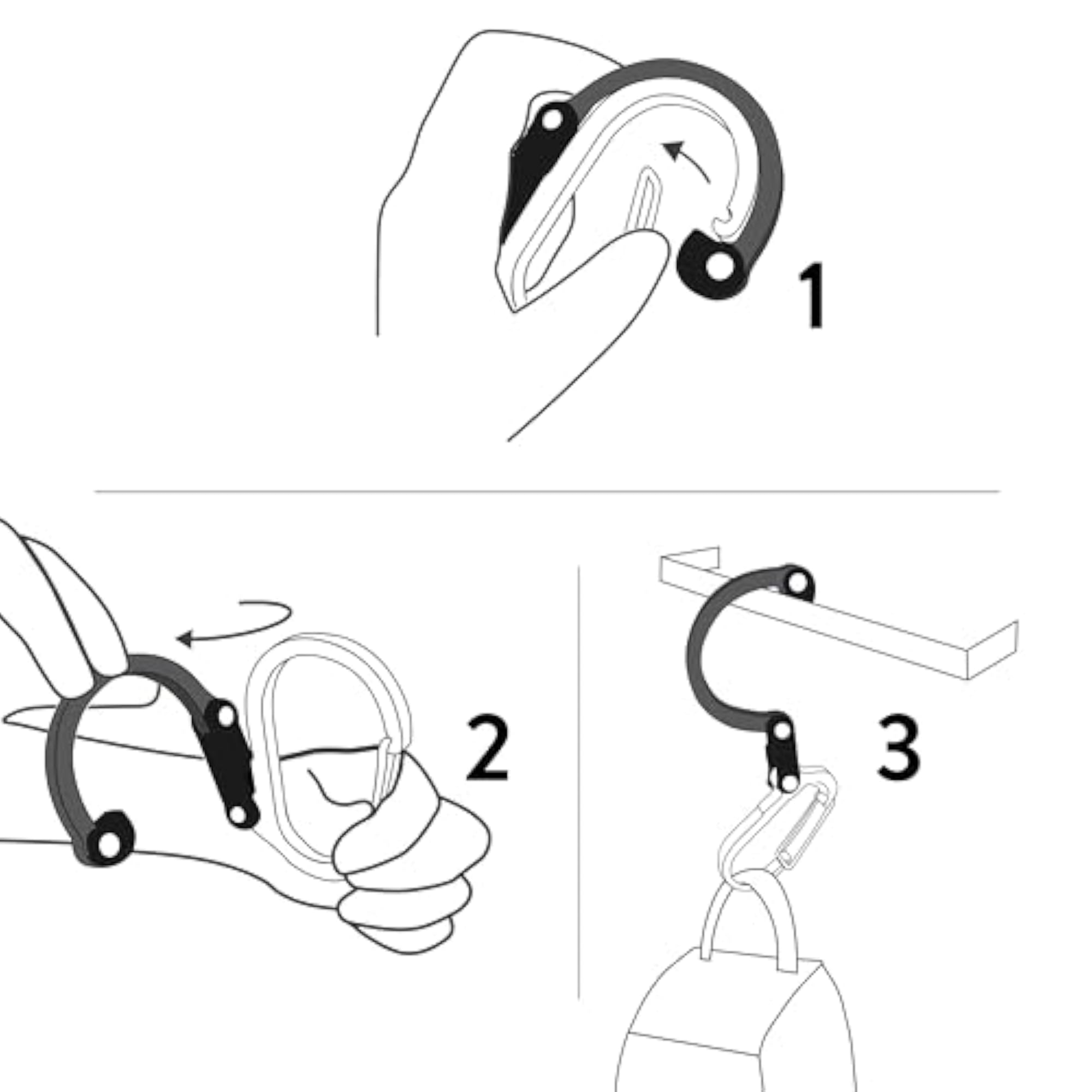 HEROCLIP Medium 360° Swivel Clip & Hook, 2 Carabiners