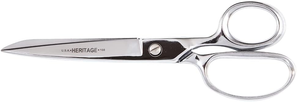 Klein Tools G108 Scissors, Made in USA, Straight Trimmer for Cutting Fine Fabrics to Heavier Material, 8-1/4-Inch