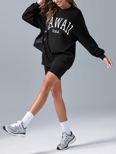 Image of Langwyqu Women's Oversized Sweatshirt Los Angeles California Crewneck Long Sleeve Casual Loose Pullover Tops