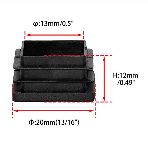 Image of Flyshop 20 x 20 mm, 0.79 inch x 0.79 inch Black Plastic Hole Plugs Square Tubing End Caps Tube Inserts Durable Furniture Glide for Chair Table Stool Leg 8 Pack