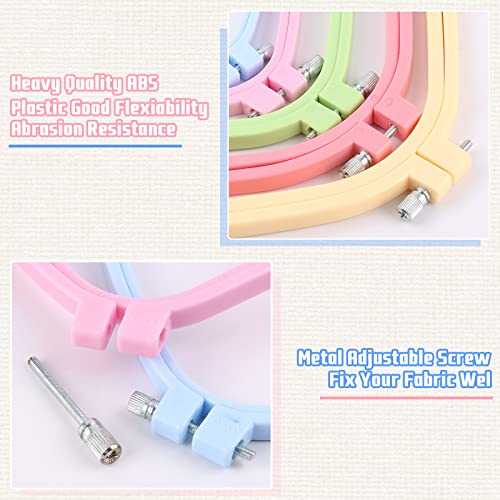 5Pcs Embroidery Hoops Abs Plastic Cross Stitch Hoops Punch Needle Hoop 5 Inch 6 Inch 10 Inch 12 Inch 15 Inch For Holiday Ornaments Art Craft Handy Sewing Diy Favor (5 Color) #TOP1