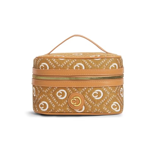 Image of Caprese Florida Small Vanity Bag for Women | Elegant & Classic Design with Spacious Storage for Jewelry, Makeup, Necklaces, Rings & More | Perfect for Travel & Special Occasions (Tan)