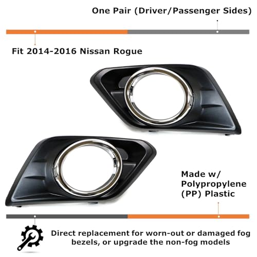 Par de cubiertas para luces antiniebla Nissan Rogue 2014-2016 miniatura 2