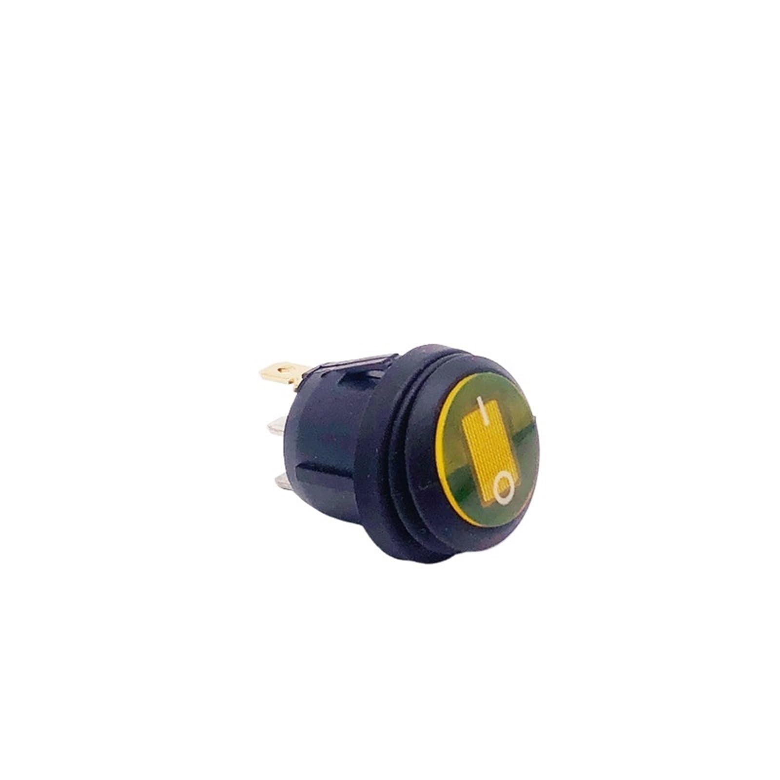 5 pezzi Mini interruttore a bilanciere impermeabile rotondo KCD1, ON/OFF, 3 pin, 6 A 250 V CA/10 A 125 V CA, apparecchiatura elettrica con alimentazione di illuminazione(Yellow,LED DC 12V-24V)