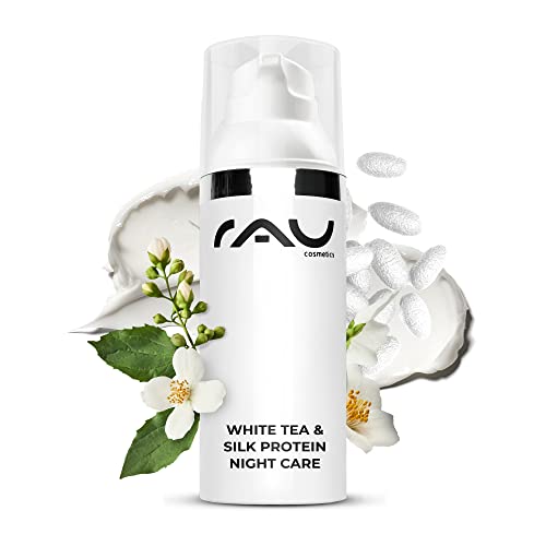 RAU Cosmetics White Tea & Silk Protein Night Care 50 ml - Reichhaltige Anti-Aging Nachtcreme mit Seidenproteinen, Weißem Tee, Sheabutter & Vitamin E - Regenerierende Gesichtspflege für Trockene & Reif