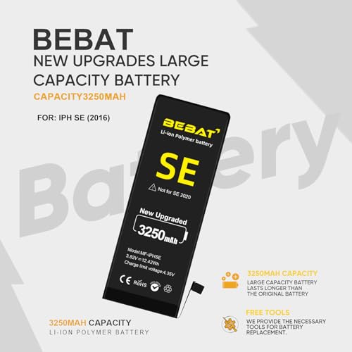 Image of Replacement for iPhone SE 2016 Battery, 2900mAh High Capacity Li-ion Polymer Replacement Battery for Model A1662, A1723, A1724 with Professional Repair Tool Kits