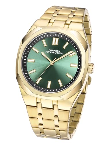Image of French Connection Lumiere | Analog Display | Green Dial | Gold Stainless Steel Strap | Watch for Men - FCU16NGM