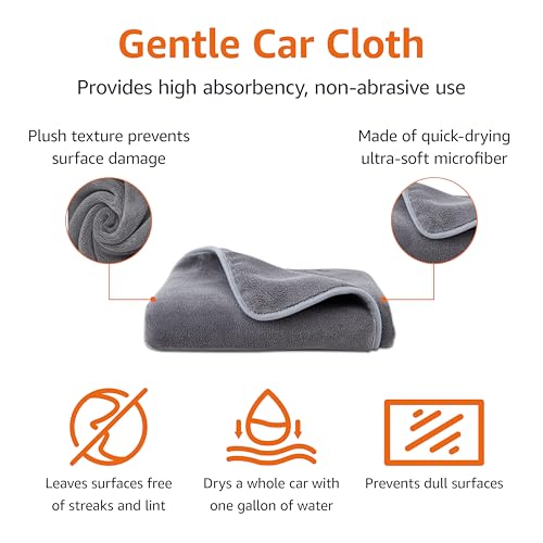 Amazon Basics Super Absorbent Microfiber Car Drying Towel, Streak-Free, Non-Abrasive, 36"L x 25"W, Gray view 2