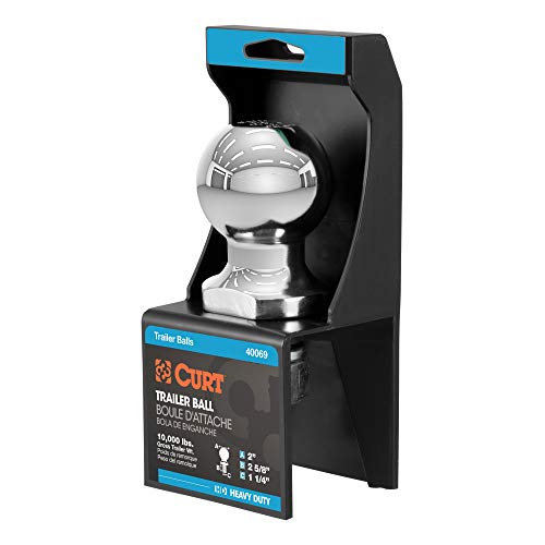 Image of CURT 40069 Chrome Trailer Hitch Ball, 10,000 lbs, 2-Inch Diameter, 1-1 /4 x 2-5 /8-Inch Shank (Pack of 4)