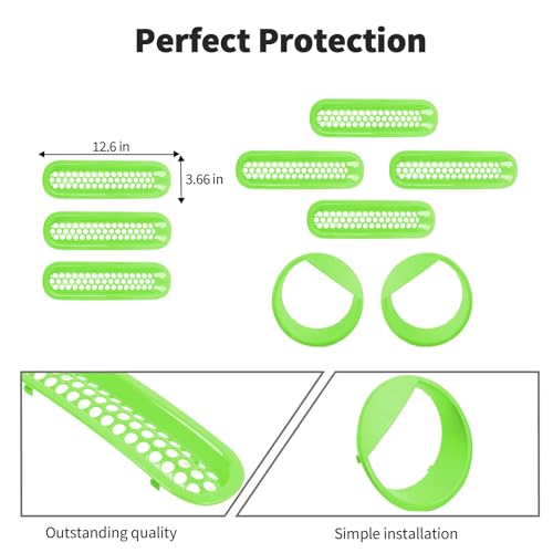 Image of JWWY Front Grille Insert Radiator Grille Grillwork Surround Assembly Inserts Headlight Headlamp Cover Trim Set Fit for 2007-2017 Jeep Wrangler JK JKU Exterior Accessories 9pcs Green