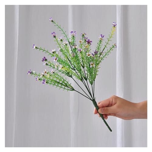 Plante verte d'herbe de phénix 7 branches argentée pour maison et salon moderne - 2