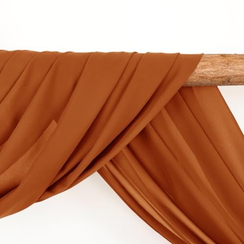 LINXTAR Wedding Arch Draping Fabric 1 Panel 30'' x 18FT Terracotta Sheer Chiffon Arch Drapery for Bridal Shower Backdrop Outdoor Party Arches Church Ceremony Decoration