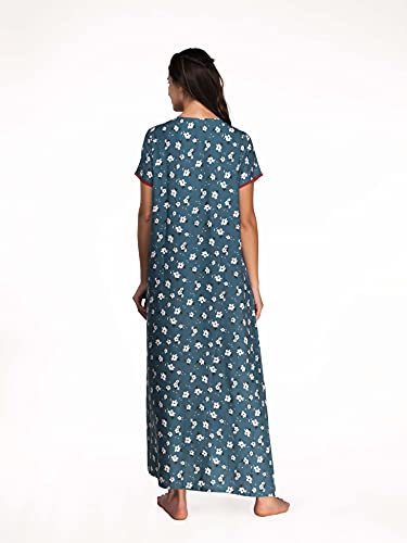 Image of Evolove Women's Cotton Long Maxi Maternity Feeding Night Gown with Pockets, Super Soft Comfortable (LNG-Feeding)