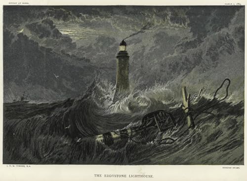 Peinture Murale Nordique le phare d'Eddystone tableau abstrait William Turner 60x90cm
