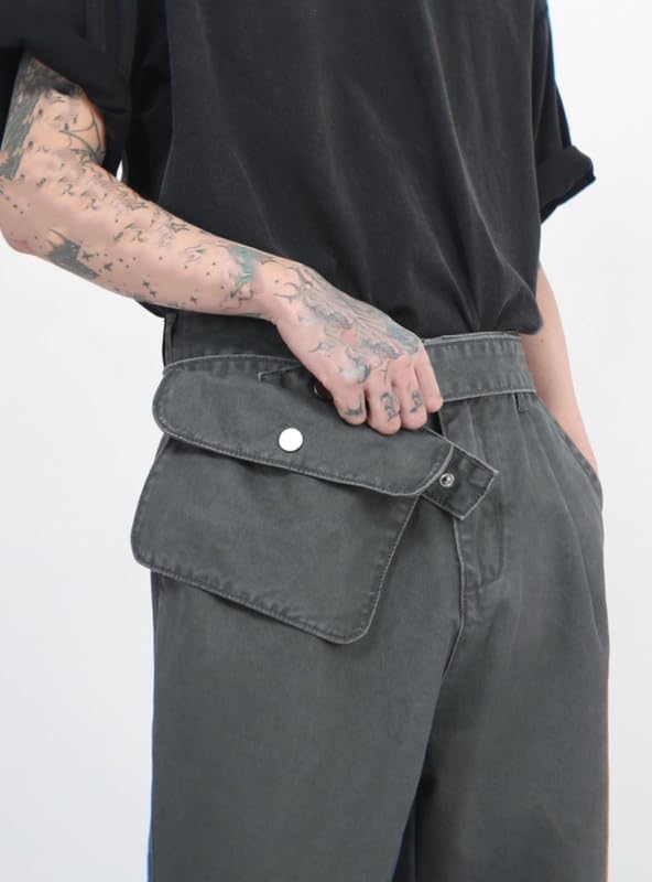 Men's American Retro Workwear Denim Jeans Straight Wide Leg Pants3