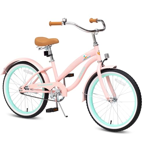 Image of ACEGER Girls Beach Cruiser Bike for Kids 5-13 Years Old, 16 inch 18 inch 20 inch 24 inch Single Speed Kids Bicycle Included Coaster Brake, Front and Rear Reflectors, 24 inch 7 Speeds with Dual Brakes