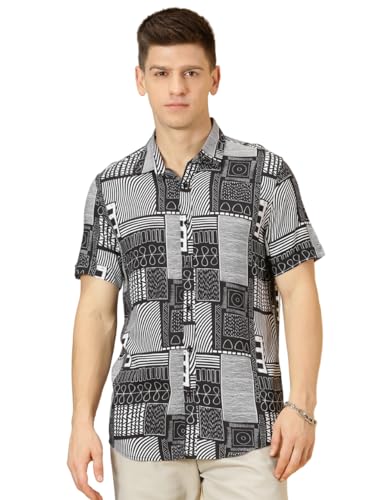 Image of Thomas Scott Men's | Printed | Half Sleeve | Regular Fit | Cotton Blend | Spread Collar | Casual Shirt
