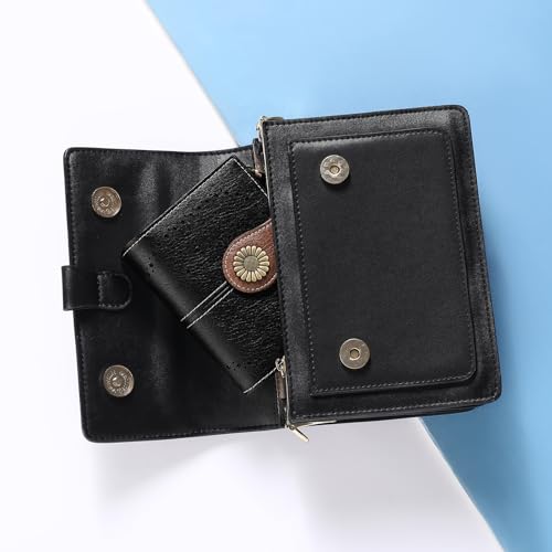 Image of SENDEFN Small Womens Wallet Leather Bifold Card Holder RFID Blocking with Zipper Coin Pocket