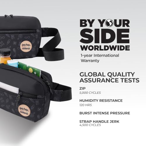 Image of Harry Potter x American Tourister Hogwarts Club Crossbody Bag | 2 Compartments | Front Pocket | Adjustable Shoulder Strap | Unisex Spacious Bag for Men and Women | Jet Black | 1 Year Global Warranty