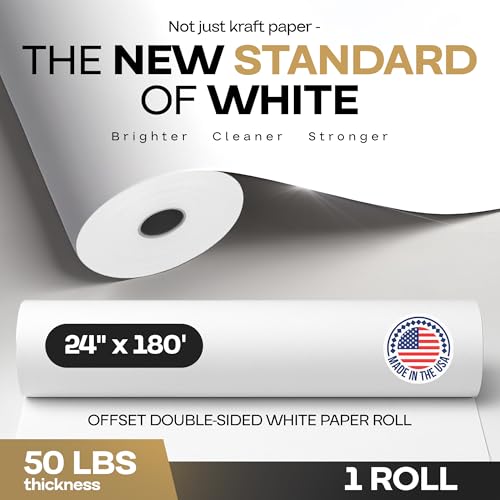 Extra White Offset Kraft Paper Roll 24" x 2160" (180 ft) – USA-Made 50lb Premium Eco Paper, Brighter-Than-Standard White – Ideal for Packing, Wrapping, Arts & Crafts, School Projects by IDL Packaging by IDL Packaging - Used condition - Image 2