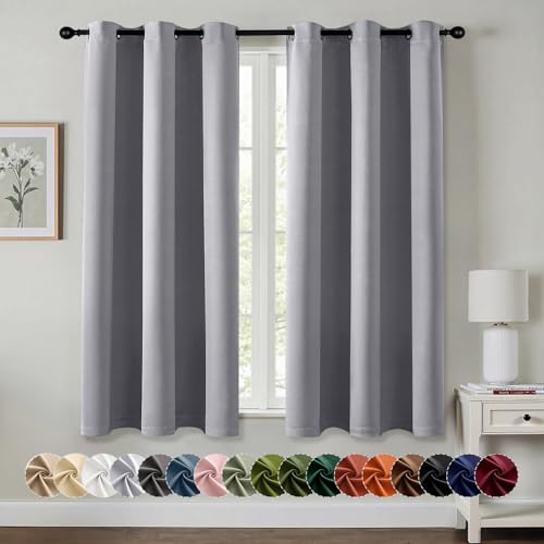 MIULEE Light Grey Blackout Curtains for Bedroom Living Room 63