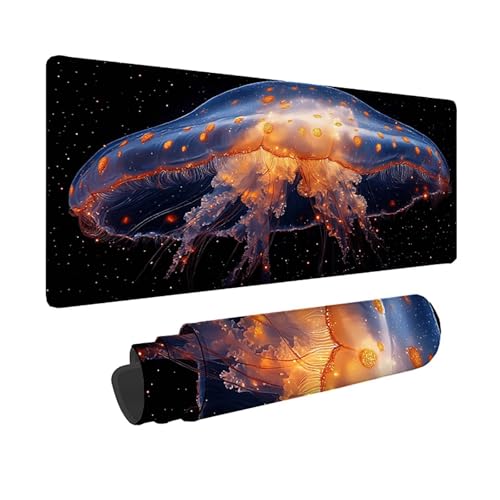Tapis de Souris Imperméable XXL 1500x800 Bords Cousus Motif Méduse