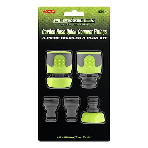 Flexzilla Garden Hose Quick-Connect Fittings, 5-Piece Coupler & Plug Kit