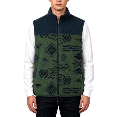 PNORATM Men's Aztec Fleece Vest Southwest Print Sleeveless Jacket Zip Up