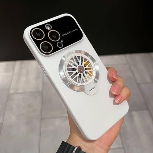 Étui magnétique iPhone 14 Plus blanc avec support gyro et protection d'objectif creux