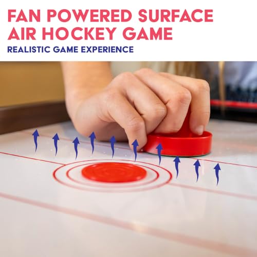 Power Play Air Hockey Table Game, Wooden Portable Table Toys Game for Kids and Adults, 20inches, Brown - Image 2