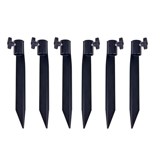 Outdoor Metal Stakes for Ground, Garden Stakes for Lights,Used for Replacement Metal Ground Spike in Live Flame Torches and Solar Lights-6.7 Inch (Black 6 Pack)