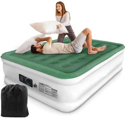 Outsunny 2 Personen Camping Luftmatratze – Aufblasbar, 195x138 Cm, Mit Tragetasche, Ultraleicht, Grün