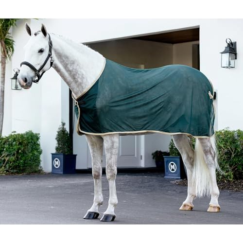 Alfombra de malla LeMieux verde ideal para el descanso del caballo en el prado