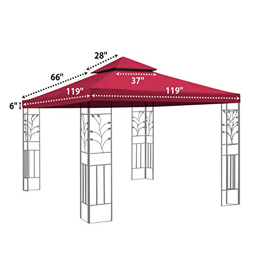 Benefitusa Replacement Canopy Top Cover For 10'X10' Gazebo Polyester Double Tiers For Outdoor Garden Patio Pavilion Sunshade (Burgundy) #TOP2