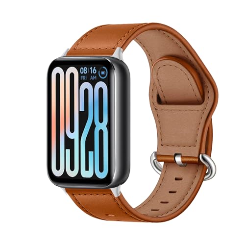 MiRowy Correa Compatible con Xiaomi Smart Band 9 Pro/Xiaomi Smart Band 8 Pro, con Cierre de Acero Inoxidable Cuero de Repuesto Correa para Xiaomi Mi Band 9 Pro/Xiaomi Mi Band 8 Pro, Marrón
