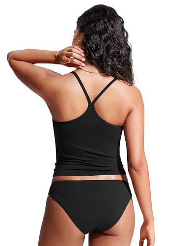 CRZ YOGA Womens Racerback Tankini Tops Scoop Neck Spaghetti Straps Bathing Suit Bikini Only Padded Crop Swim Tank2