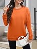 NEYOUQE sweatshirts for women uk crewneck pullover ladies jumpers women's cotton sweatshirt solid shirt long sleeve casual tops womens Orange S #4