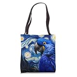 Hyacinth Macaw Parrot Surreal Starry Night Sky Art Van Gogh Tote Bag