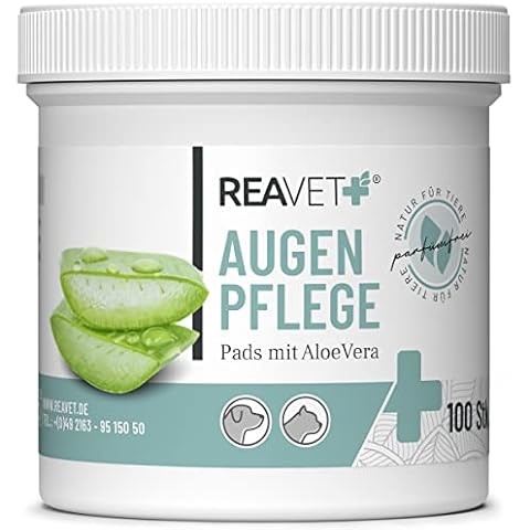 ReaVET Augenpflege Hund 100 Stück - Augenpads Hund I Sanfter Augenreiniger für Hunde, Milde & Schonende Reinigungstücher mit Augentrost, Tränenfleckentferner Hund ohne Reizen, Augen Reinigungspads Cover