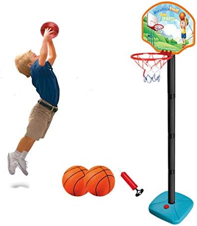 Airpow Portable Basketball Hoop - Adjustable Height - Basketball System for Kids and Teens Backboard Basketball Goal Court with Rim and Net, 2 Balls Pump Indoor Outdoor Games