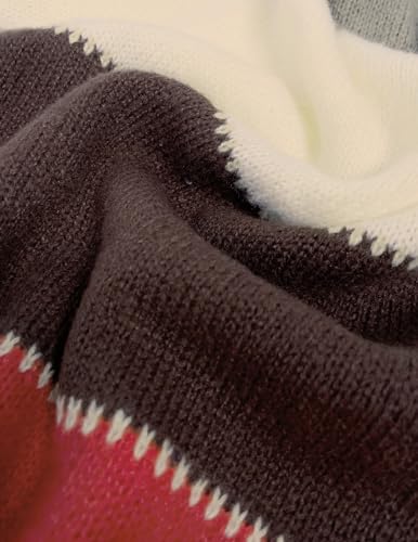 Women's Oversized Cute Color Block Sweaters Fall 2024 Casual Lightweight Ribbed Knit Crewneck Pullover Sweater 6