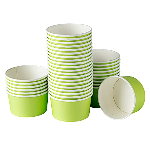 Image of Coppetta 8-Ounce Dessert Cups, 50 Disposable Ice Cream Cups - Lids Sold Separately, Sturdy, Light Green Paper Frozen Yogurt Bowls, For Hot And Cold Foods, Perfect For Gelato Or Mousse - Restaurantware