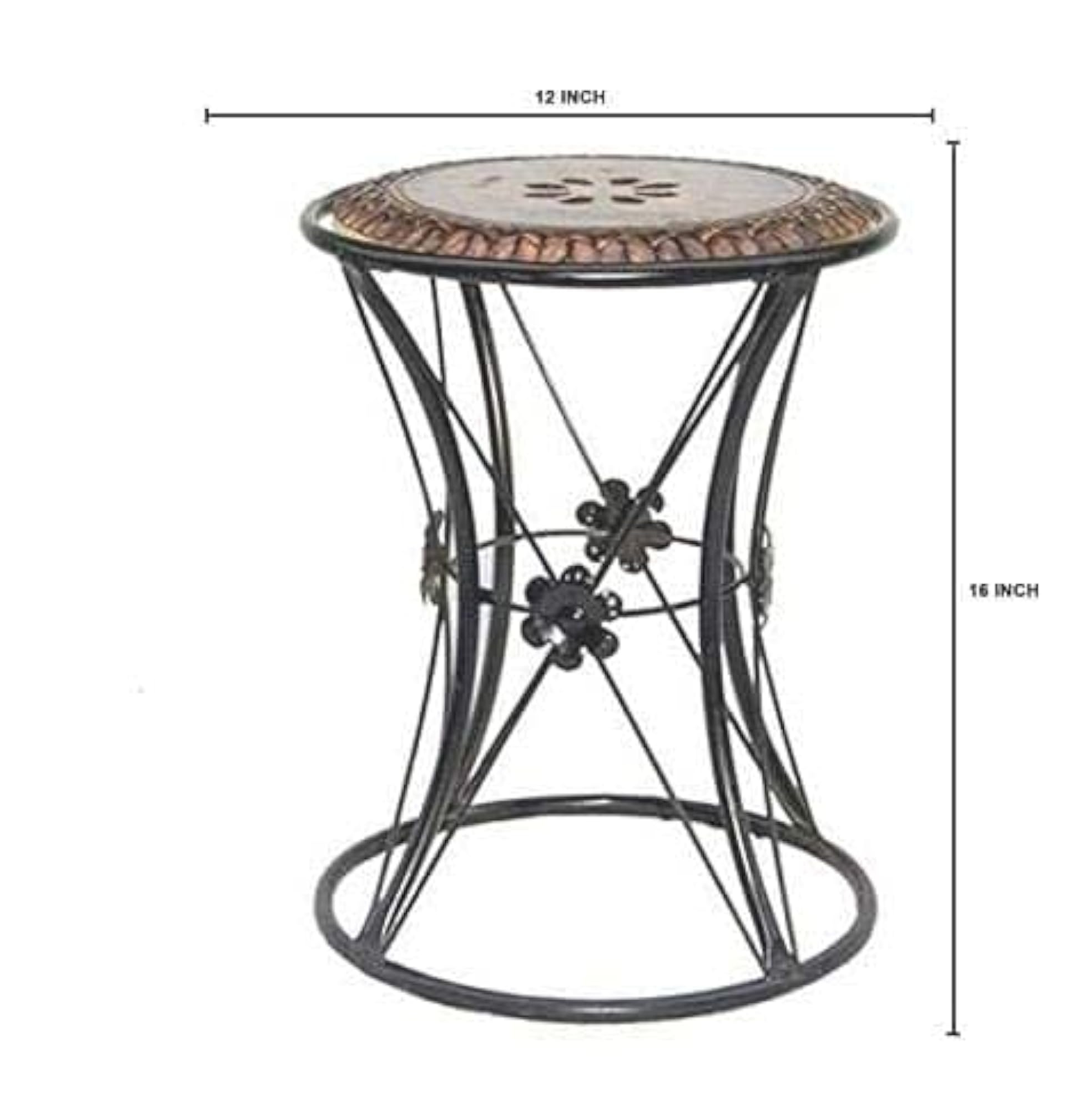 Wood and Iron Stool for Living Room