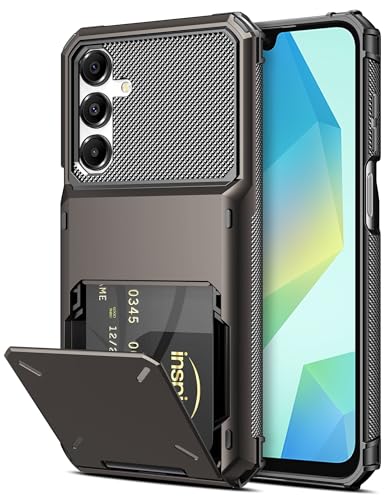 COOYA for Samsung Galaxy A16 Case Wallet 5 Credit Card Holder ID Slot Flip Cover Wallet Case Back Pocket Protective Hard Rubber Bumper Armor Non-Slip for Samsung Galaxy A16 5G 6.7 inches Men Gunmetal