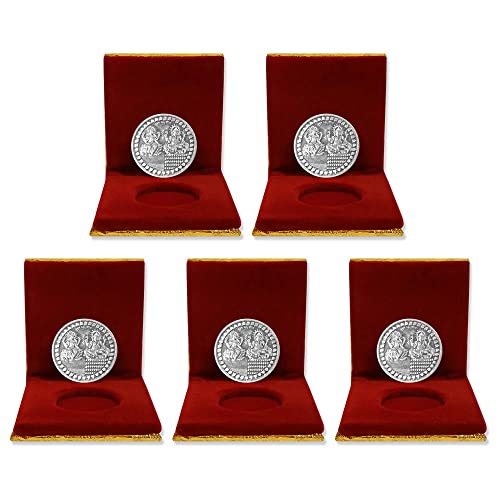 NINE10 Premium Silver Plated Coin Set – 10g German Silver (Pack of 5) | Elegant Velvet Gift Box for Men & Women