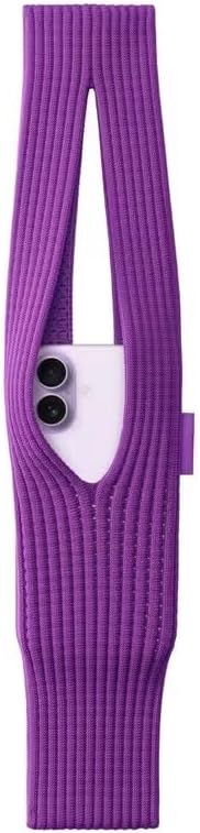 Trendy Phone Pocket Pouch with Stretch Knit Material, Universal Soft Sleeve for iPhone & Samsung, Lightweight Protective Mobile Pouch for Multiple Devices (Long) (Purple)